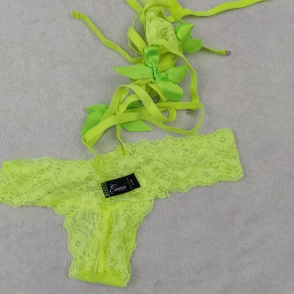 NWOT Exposed By Magic Silk Bands of Lace Neon Lace Bow Teddy, S/M - Picture 16 of 16